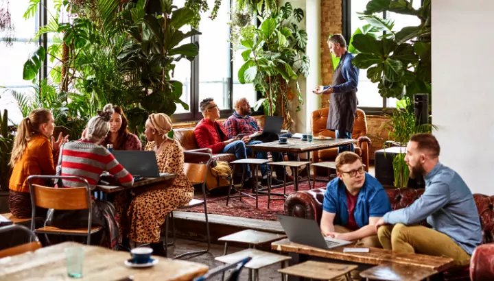 Groups of people in office